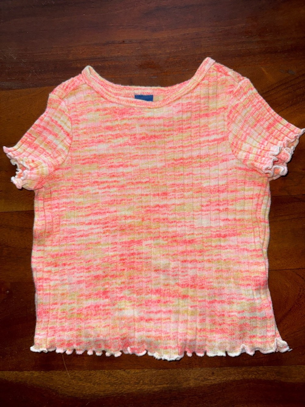 Old Navy‎ Girls' Pink Multicolor Ruffle-Trim Short Sleeve Top